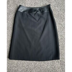 Le Suit Women's Black Pencil Skirt‎ trimmed in Faux Leather waist size 6